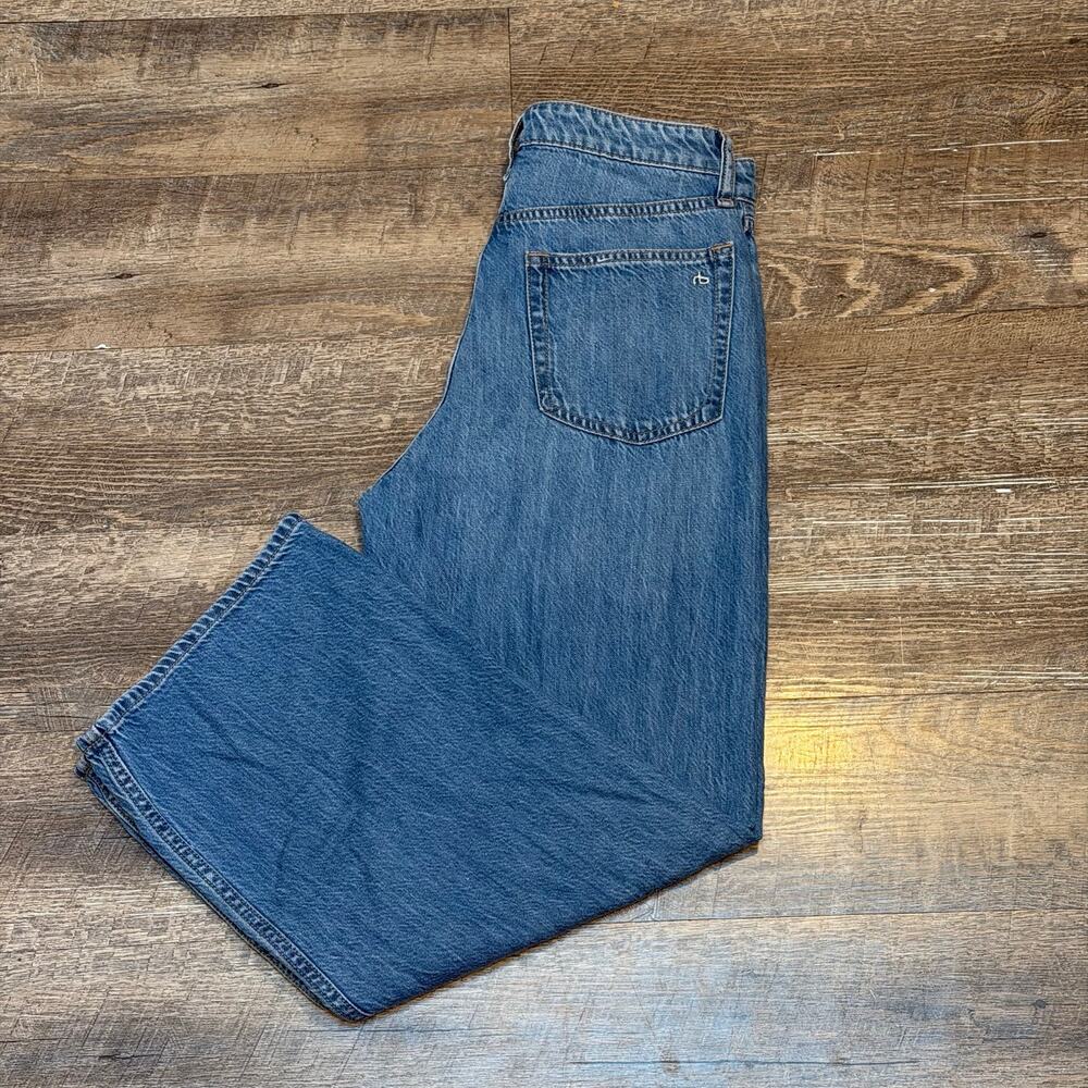 Rag & Bone Lori High-Rise Wide Leg Crop Jeans Size 27 Medium Wash Woburn